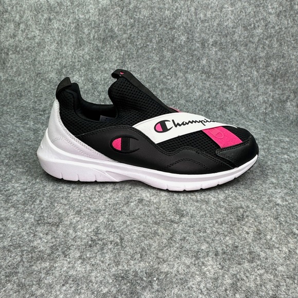 Champion® Juke Adult Size 9 Black Pink Fabric Slip-On Athletic Sneakers Womens - Picture 5 of 16